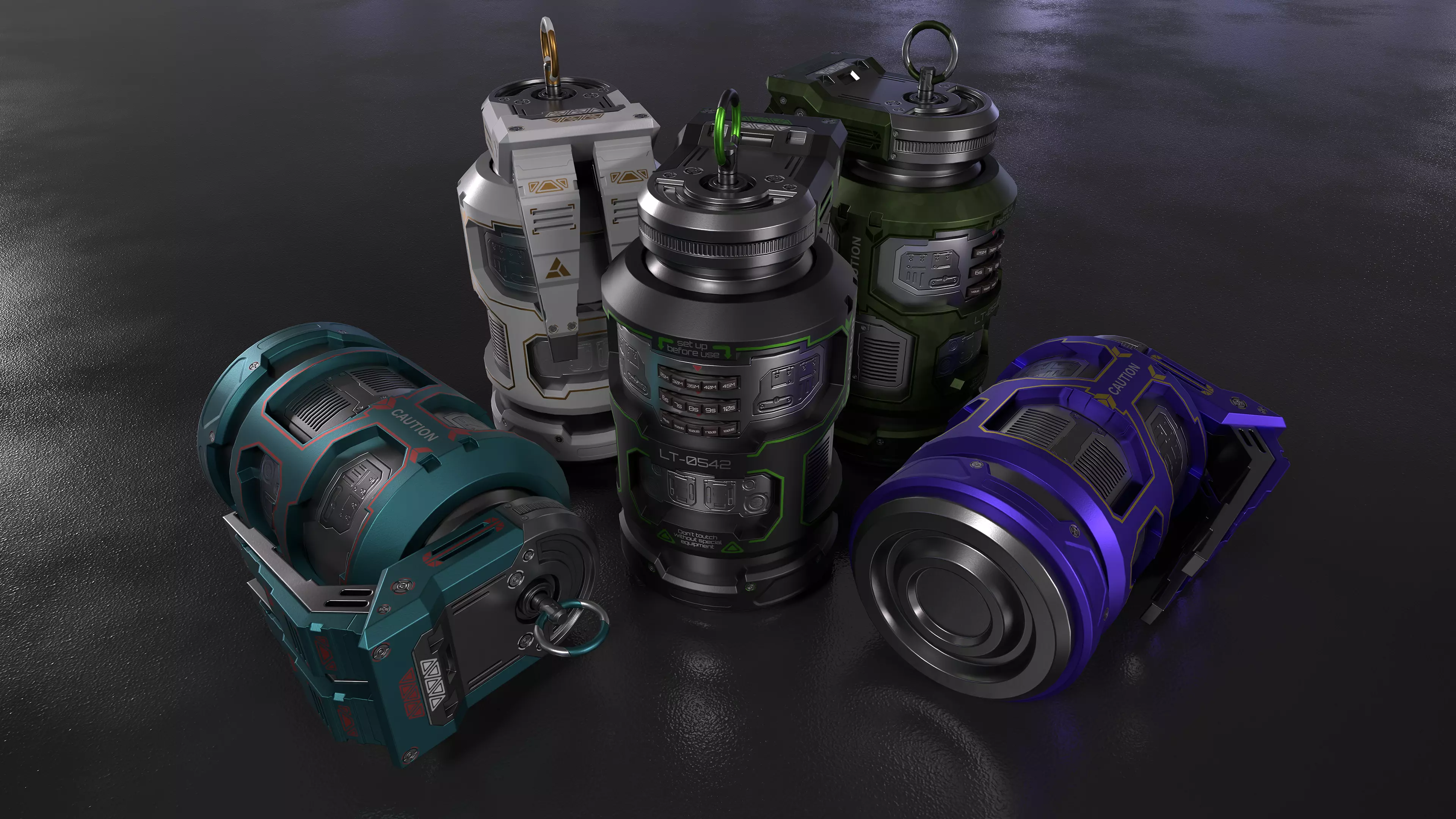 Sci-fi Grenade Low-poly 3D model_0