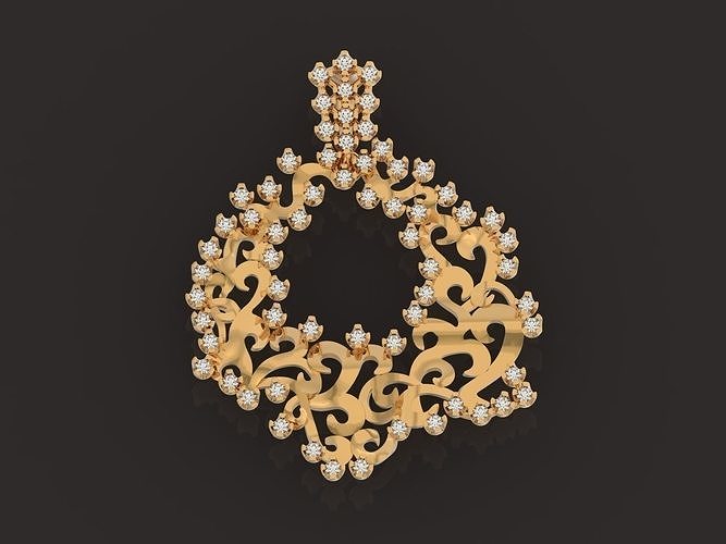 pendant vintage lace with stones 239 3D print model