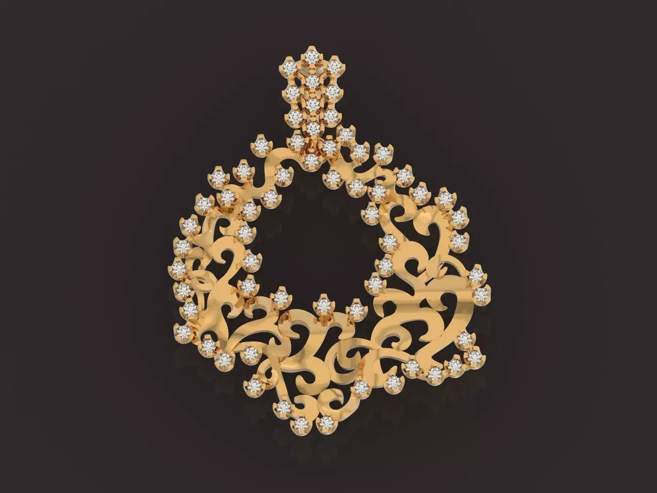pendant vintage lace with stones 239 3D print model