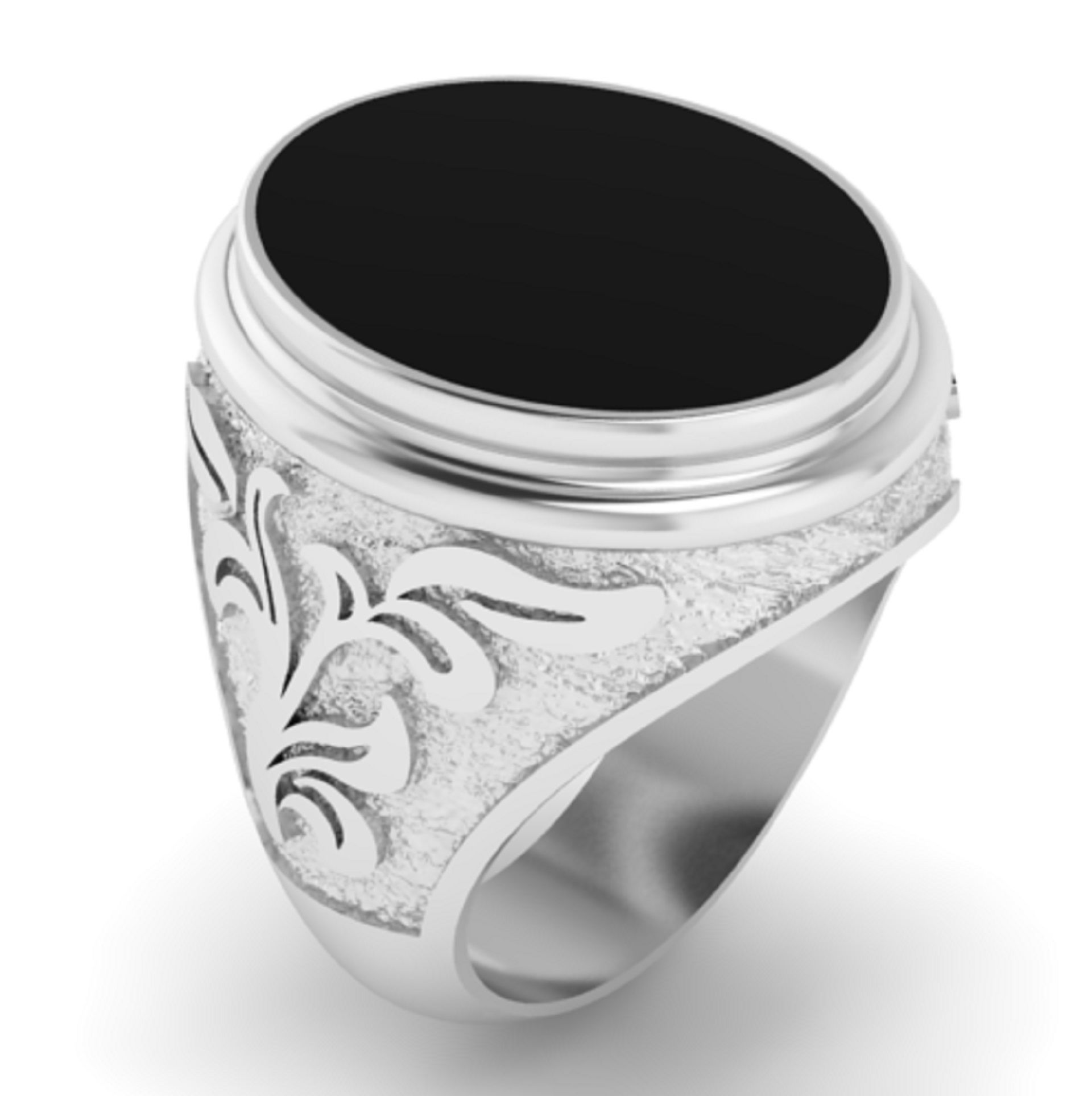 mens signet  ring with black onyx gem 3D print model_7