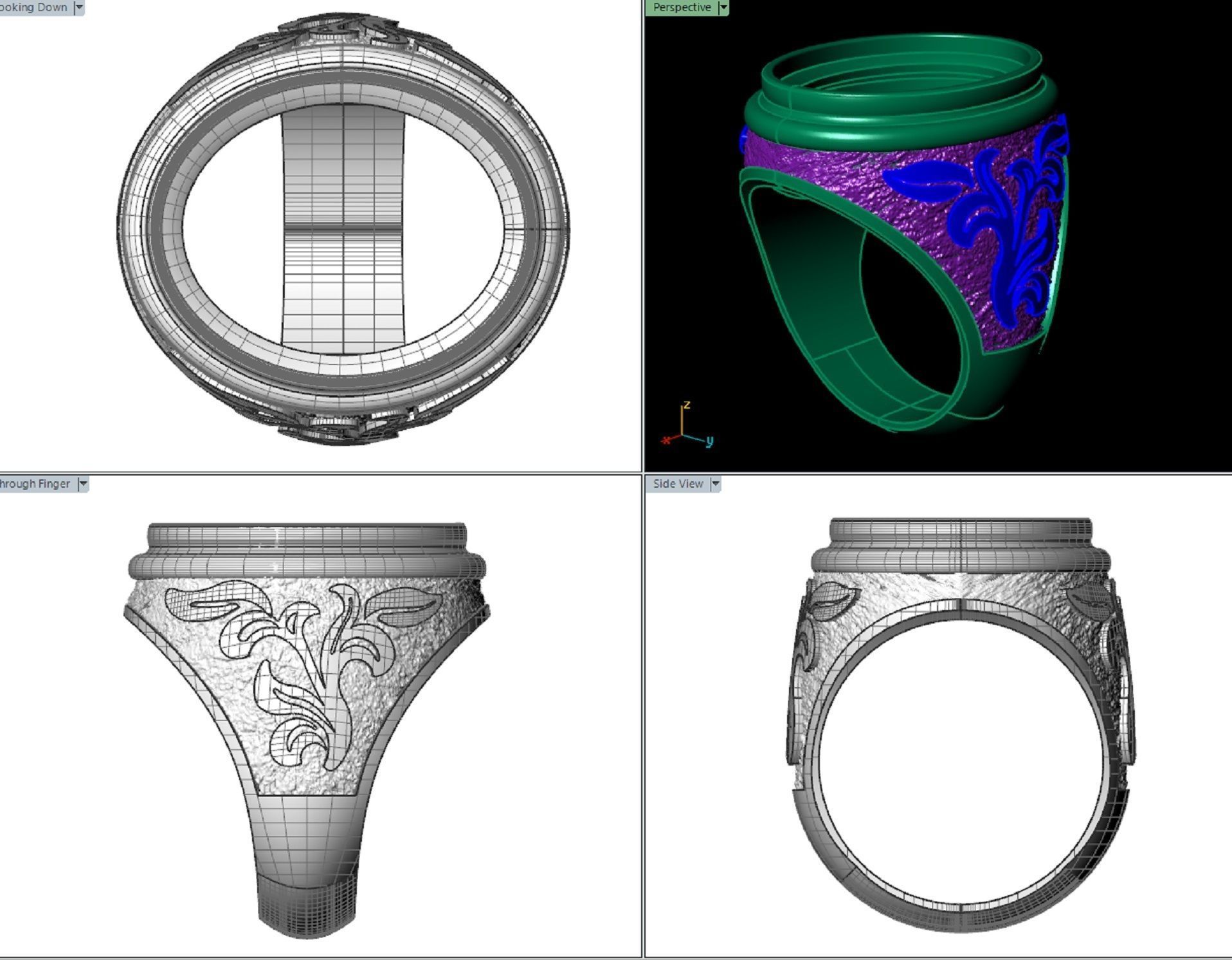 mens signet  ring with black onyx gem 3D print model_5
