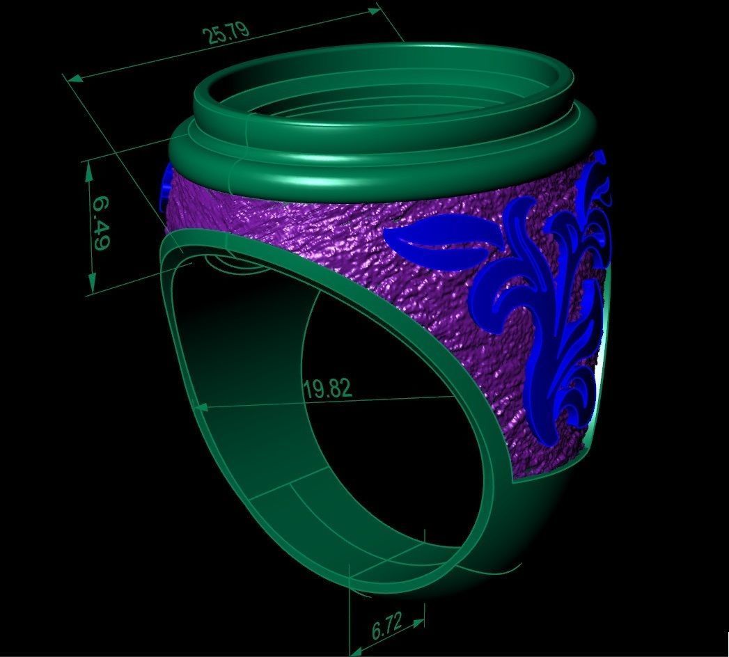 mens signet  ring with black onyx gem 3D print model_4