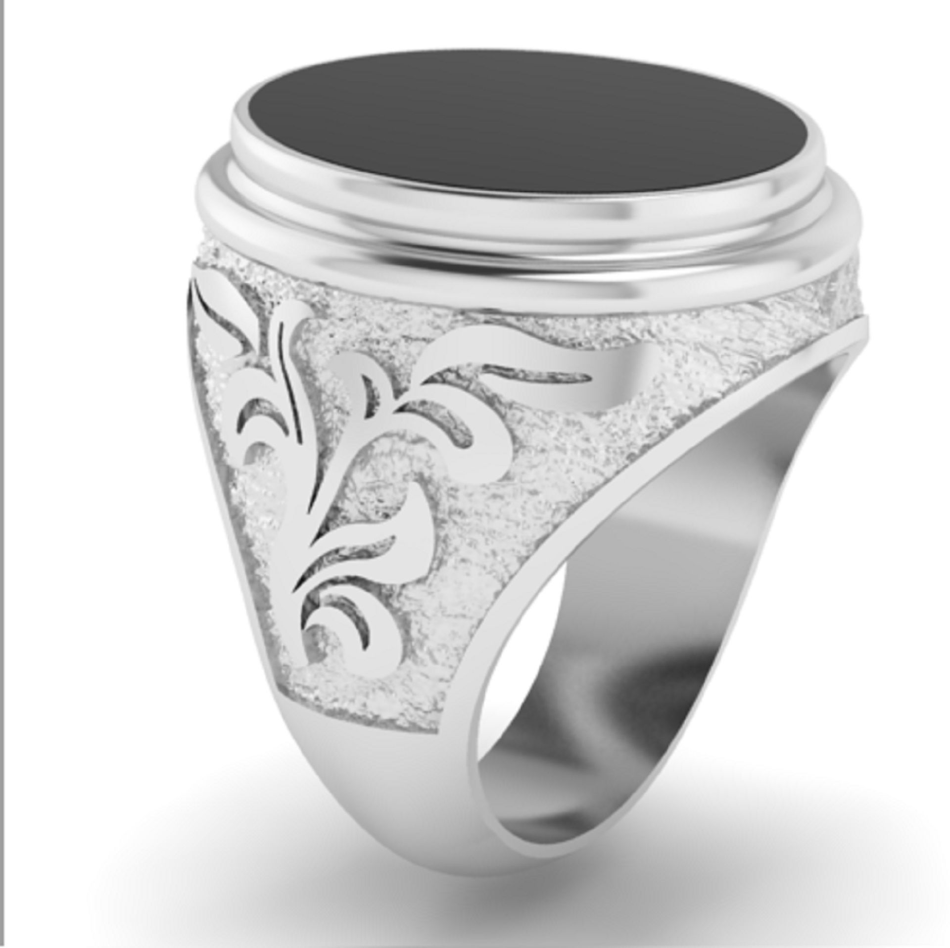 mens signet  ring with black onyx gem 3D print model_6