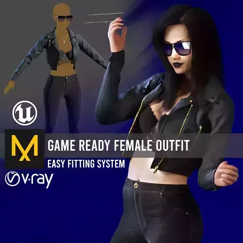 Female outfit 01  Low-poly 3D model