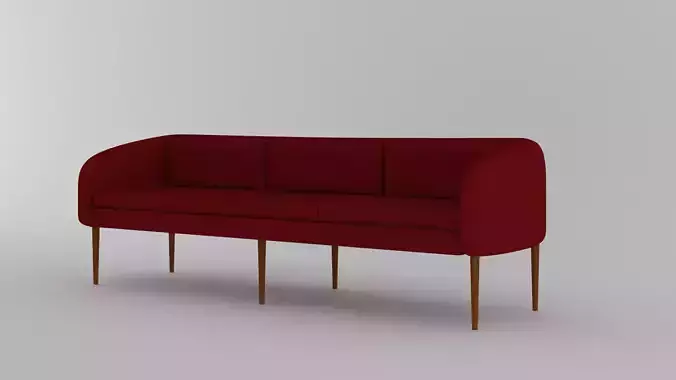 Mid Century Vintage Red Velvet Sofa  3D model