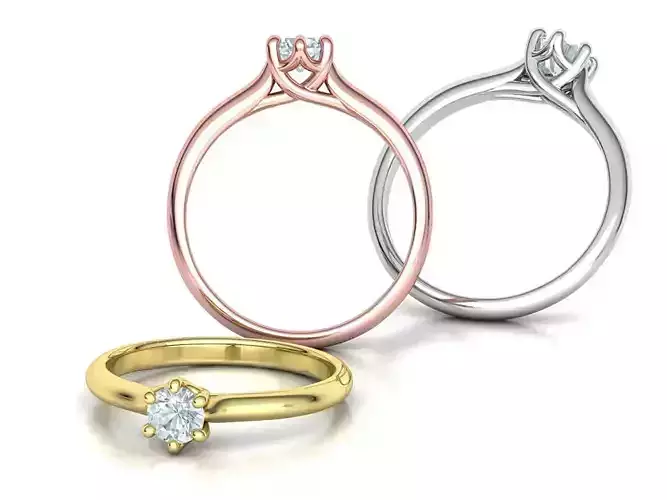Six Prong Trellis Solitaire Engagement Ring 3dmodel version3