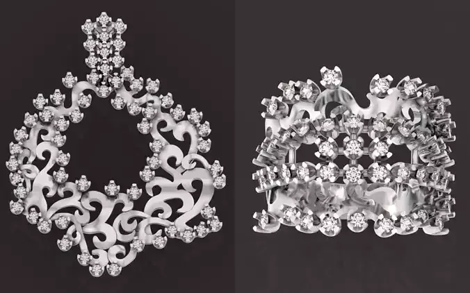  collection ring and pendant vintage lace with stones 239