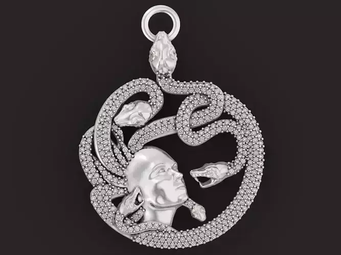 Pendant Gorgon Medusa with stones 243  amulet head with snakes 