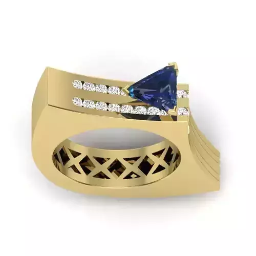 ring 3dm Render details gold with sapphire and diamonds