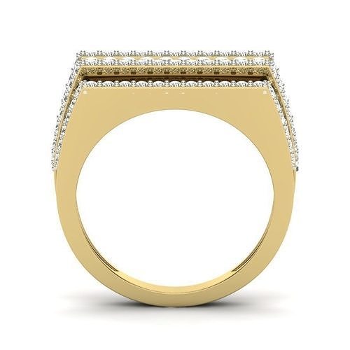 ring 3dm Render details gold diamond with two rows of diamonds 3D print model