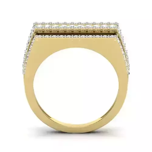 ring 3dm Render details gold diamond with two rows of diamonds