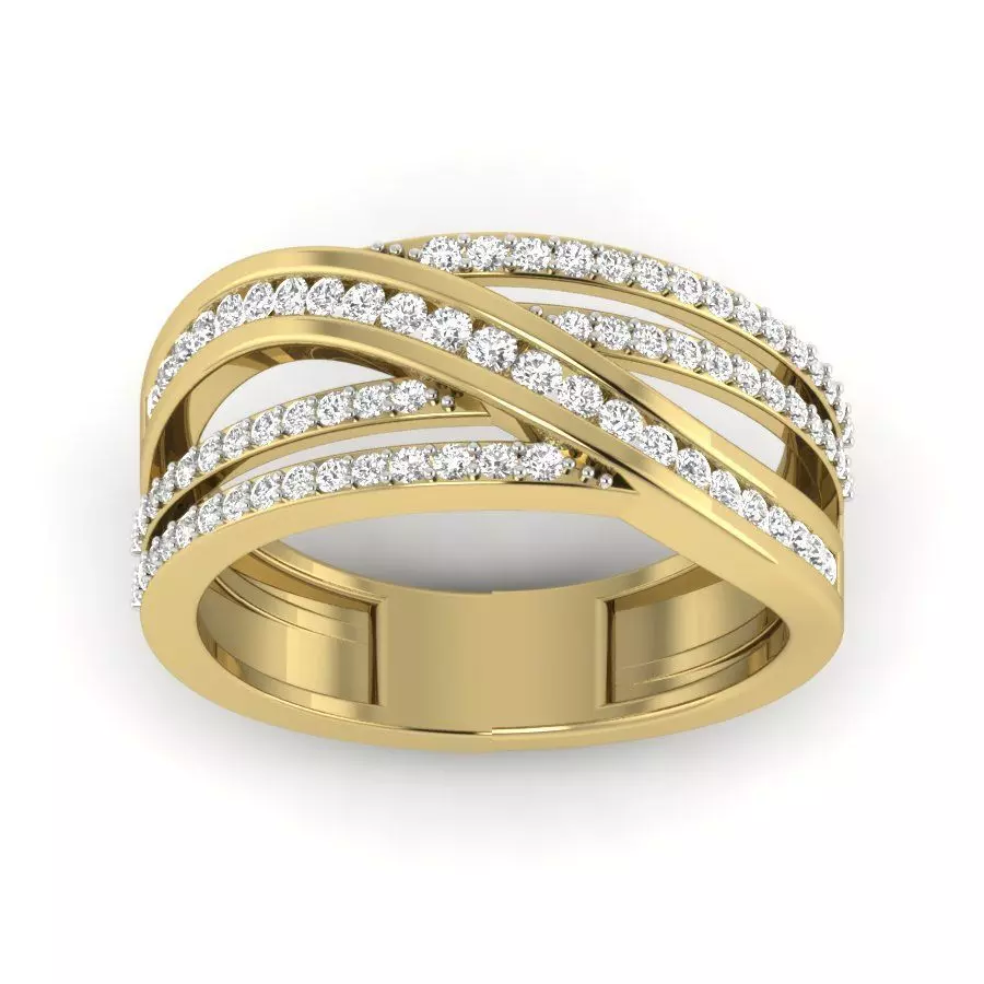 Ring Pr PR-368 gold ring with two rows of diamonds 3D model 3D printable | CGTrader