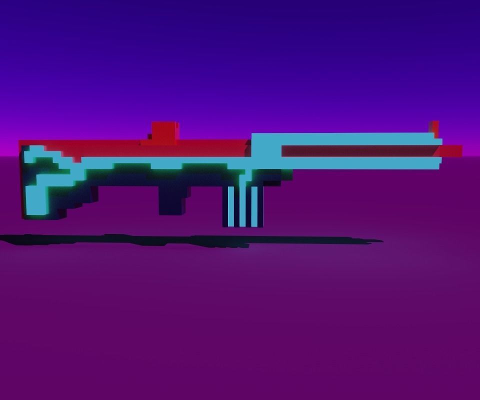 FuntasticGunVox pixel gun Low-poly 3D model_1