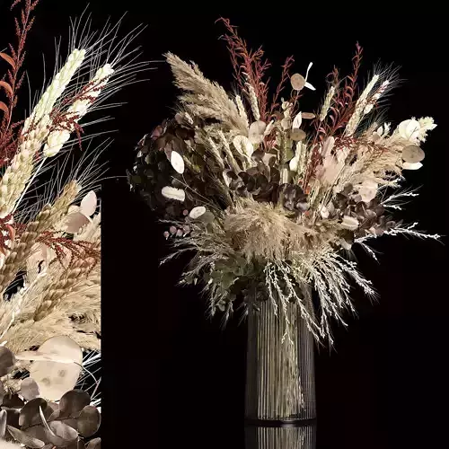 Decorative Bouquets Of Dried Flowers In A Vase 259