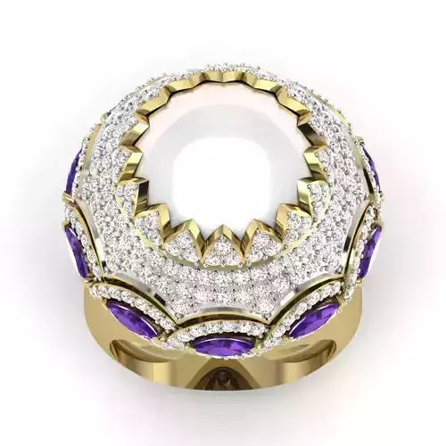 Women dome vintage ring 3dm Render details