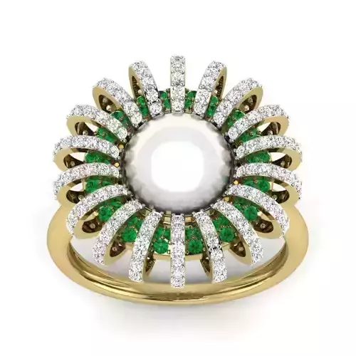 Women cocktail pearl ring 3dm Render details