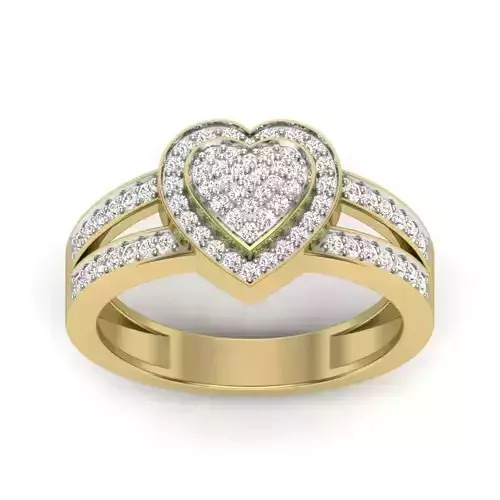  Women heart with split shank ring 3dm Render details