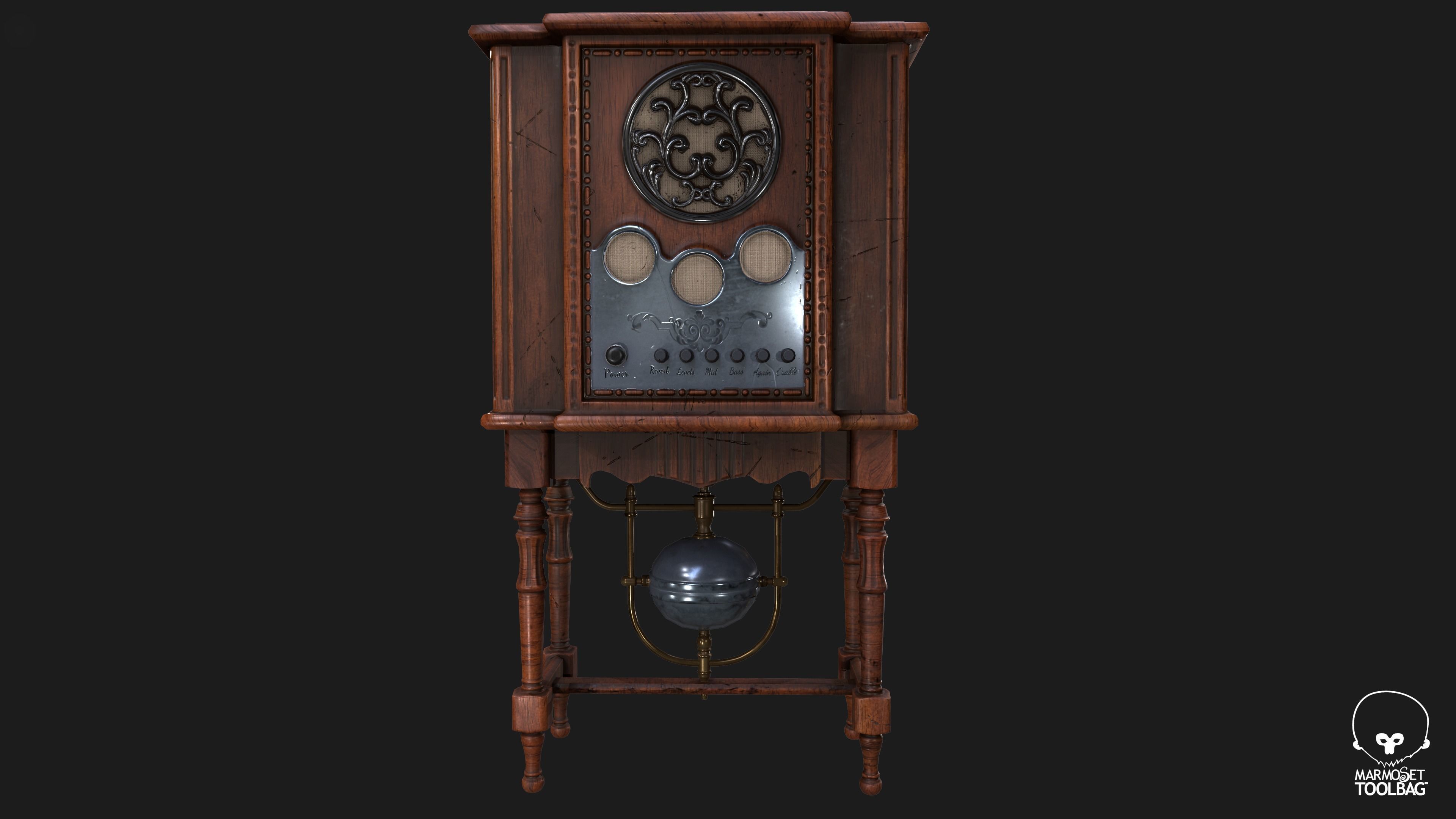 Steampunk Radio Game model Low-poly 3D model_3