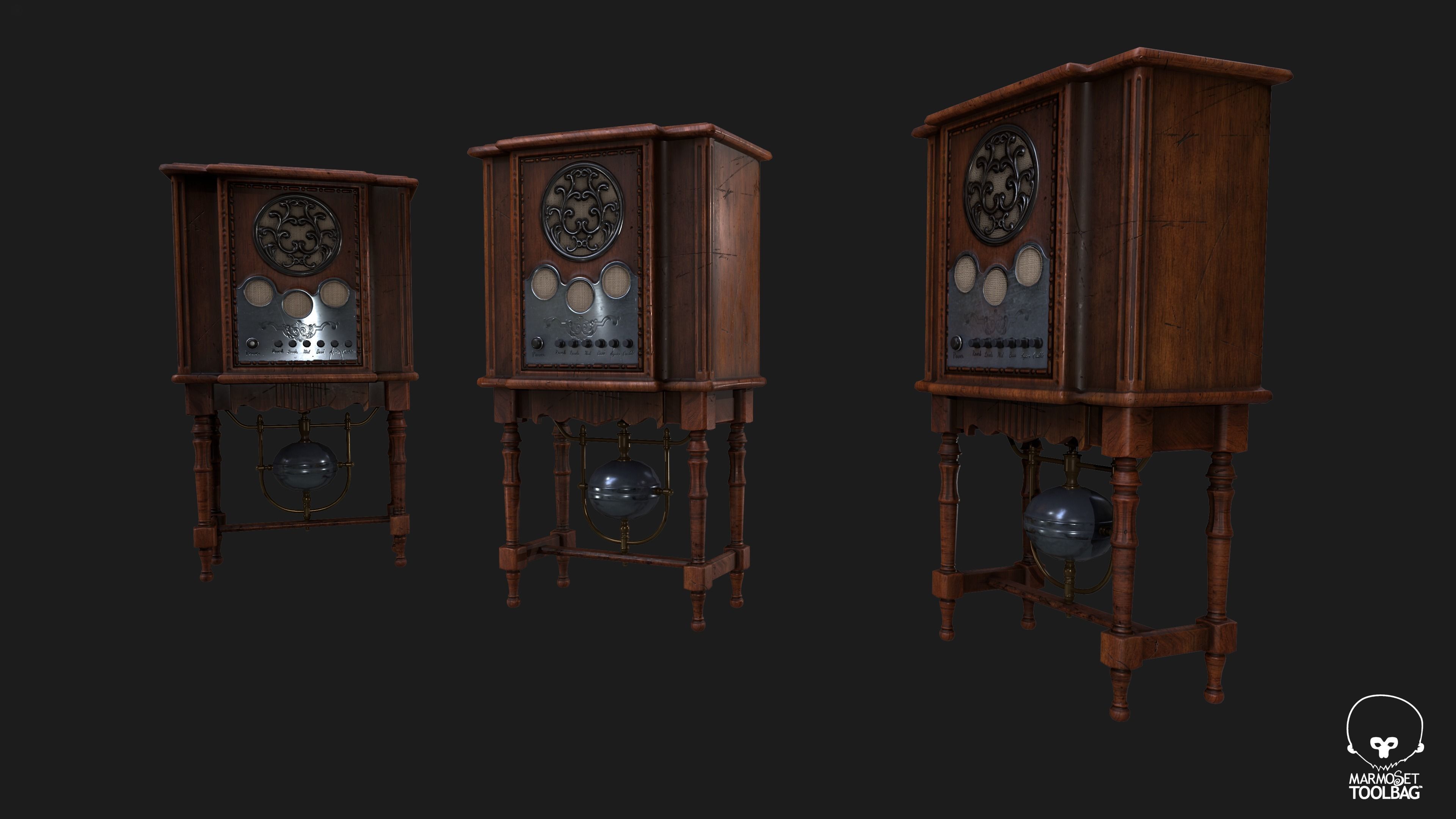 Steampunk Radio Game model Low-poly 3D model_4