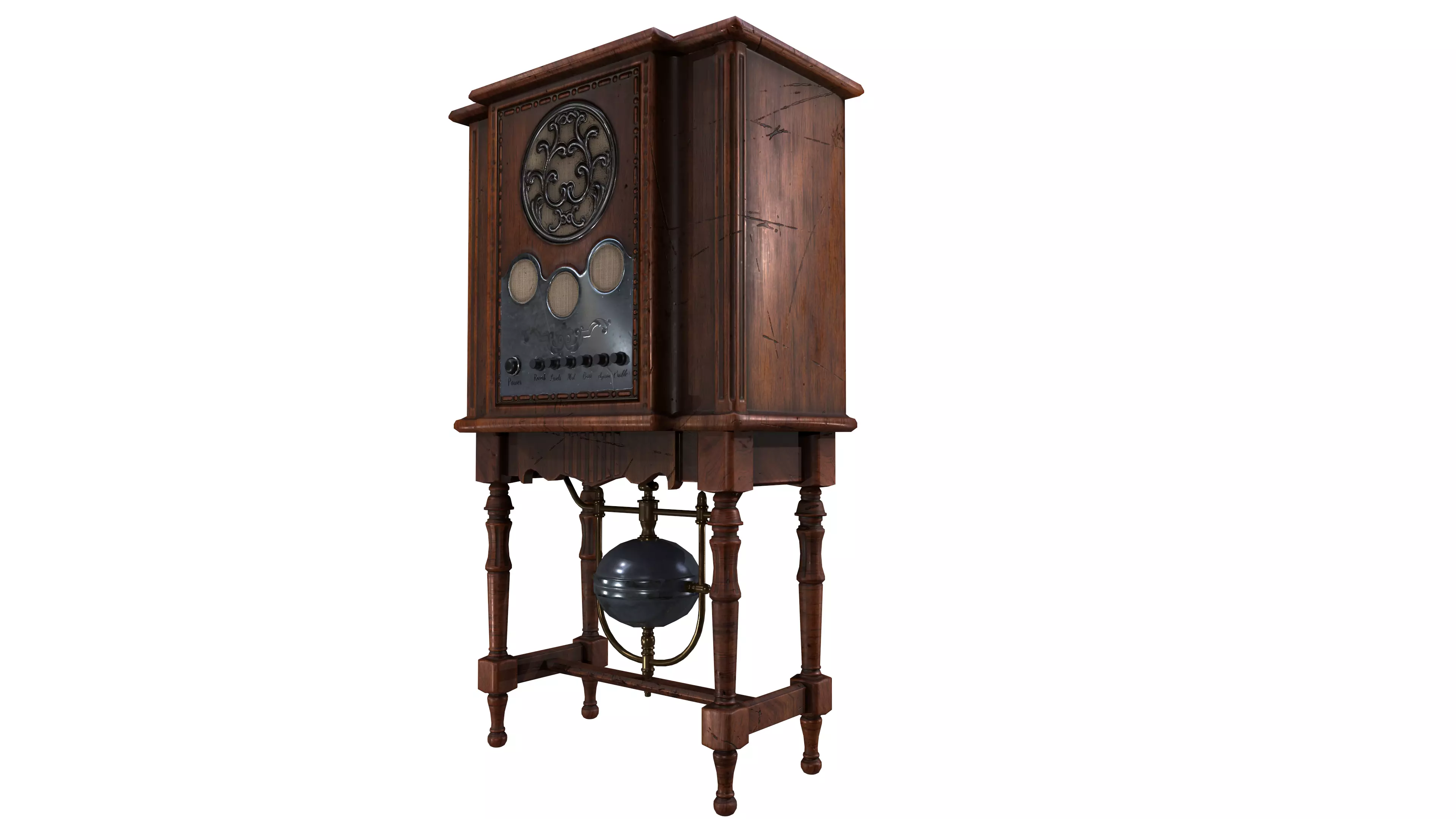 Steampunk Radio Game model Low-poly 3D model_0