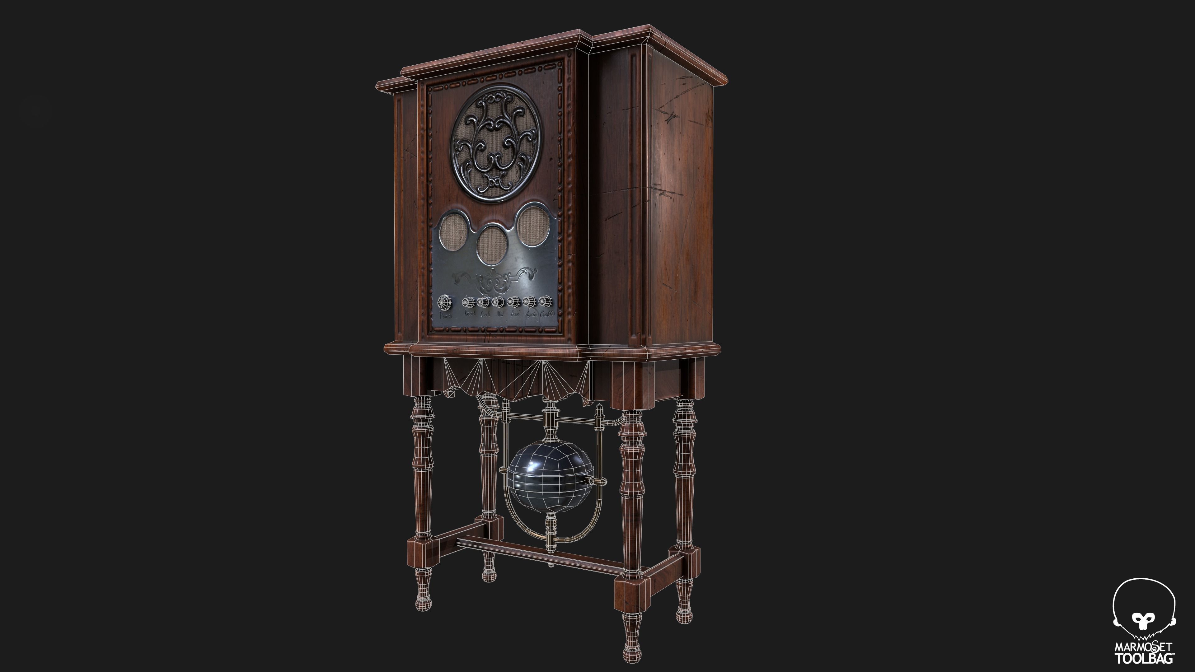 Steampunk Radio Game model Low-poly 3D model_2