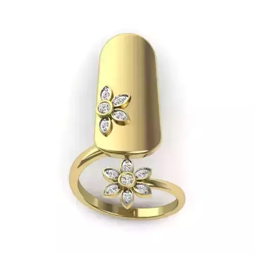 Women nail flower  ring 3dm Render details