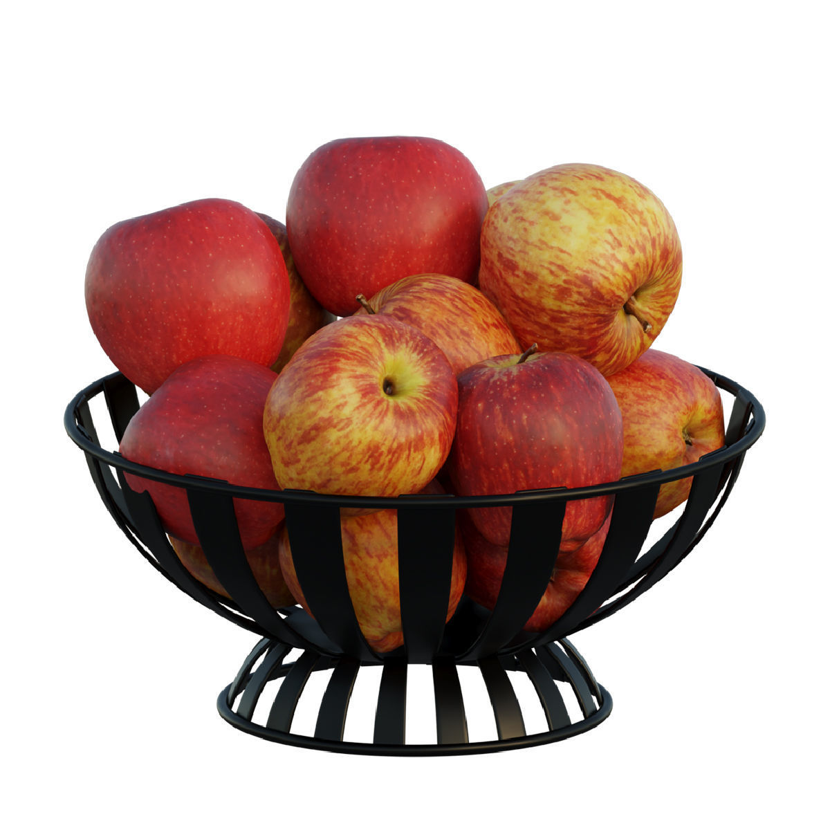 Stripe Fruit Bowl with apple 3D model_3