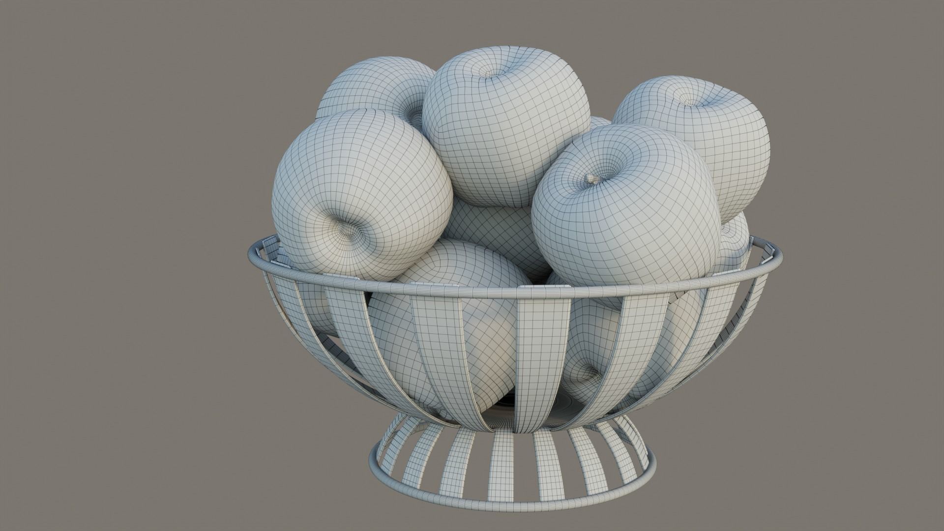 Stripe Fruit Bowl with apple 3D model_8