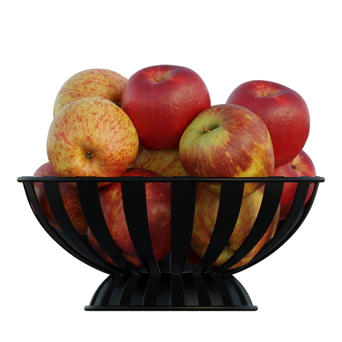 Stripe Fruit Bowl with apple 3D model_4
