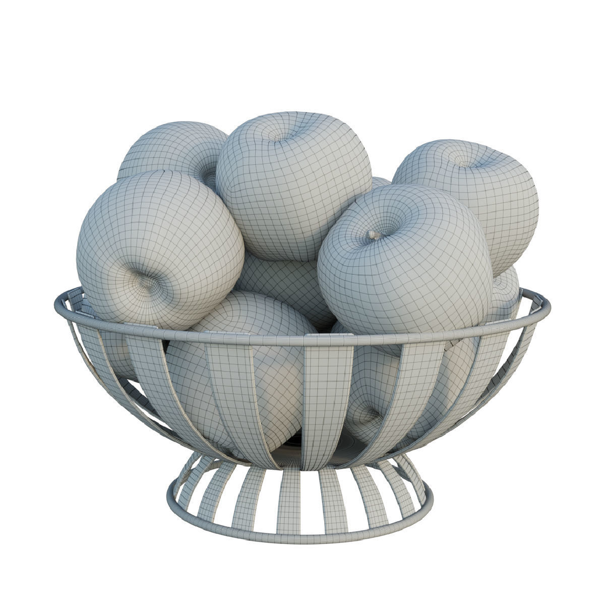 Stripe Fruit Bowl with apple 3D model_5
