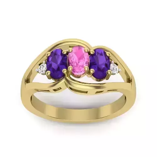 Women 3 stone split shank ring 3dm Render details