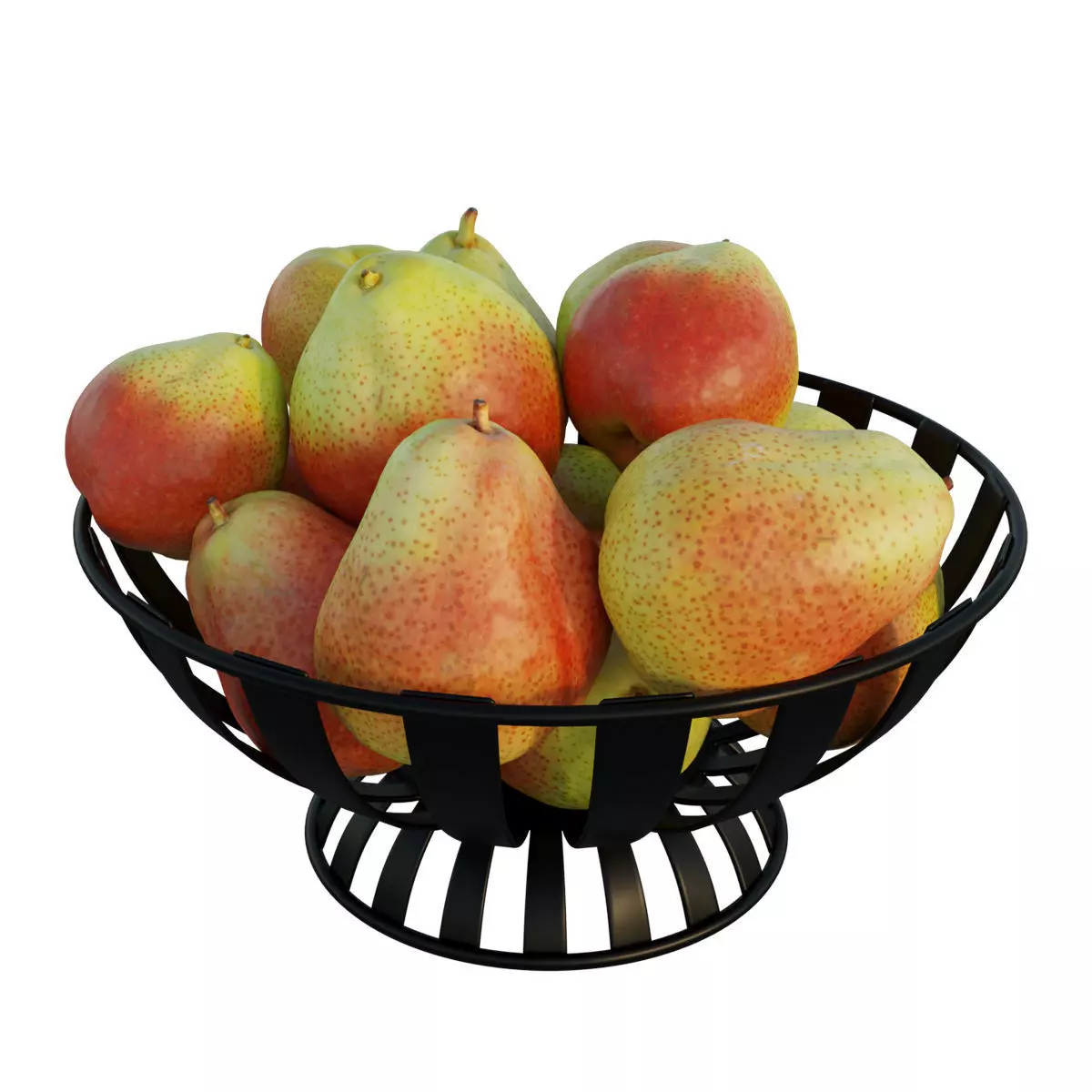 Stripe Fruit Bowl with cheeky pear 3D model