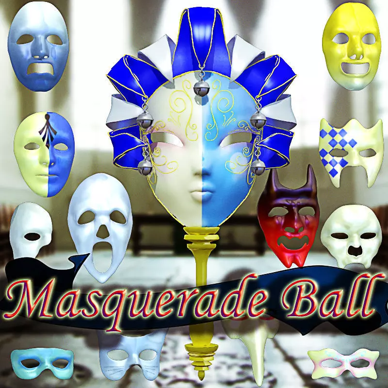 3d Mask - Masquerade Ball Obj or Poser and Daz3d 3D model