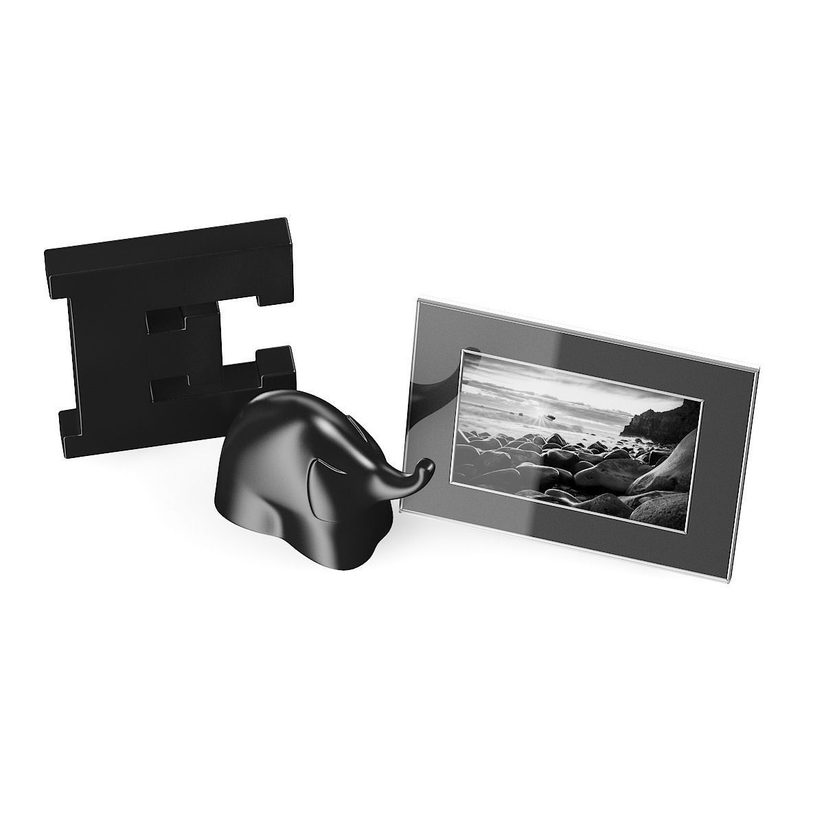 Black Shelf Decorations 3D model_2