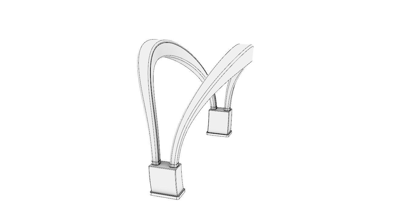 Shade Structure Architectural Structure with Grass and Steel 3D model_7