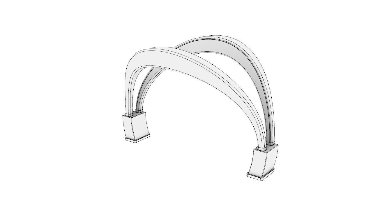 Shade Structure Architectural Structure with Grass and Steel 3D model_13