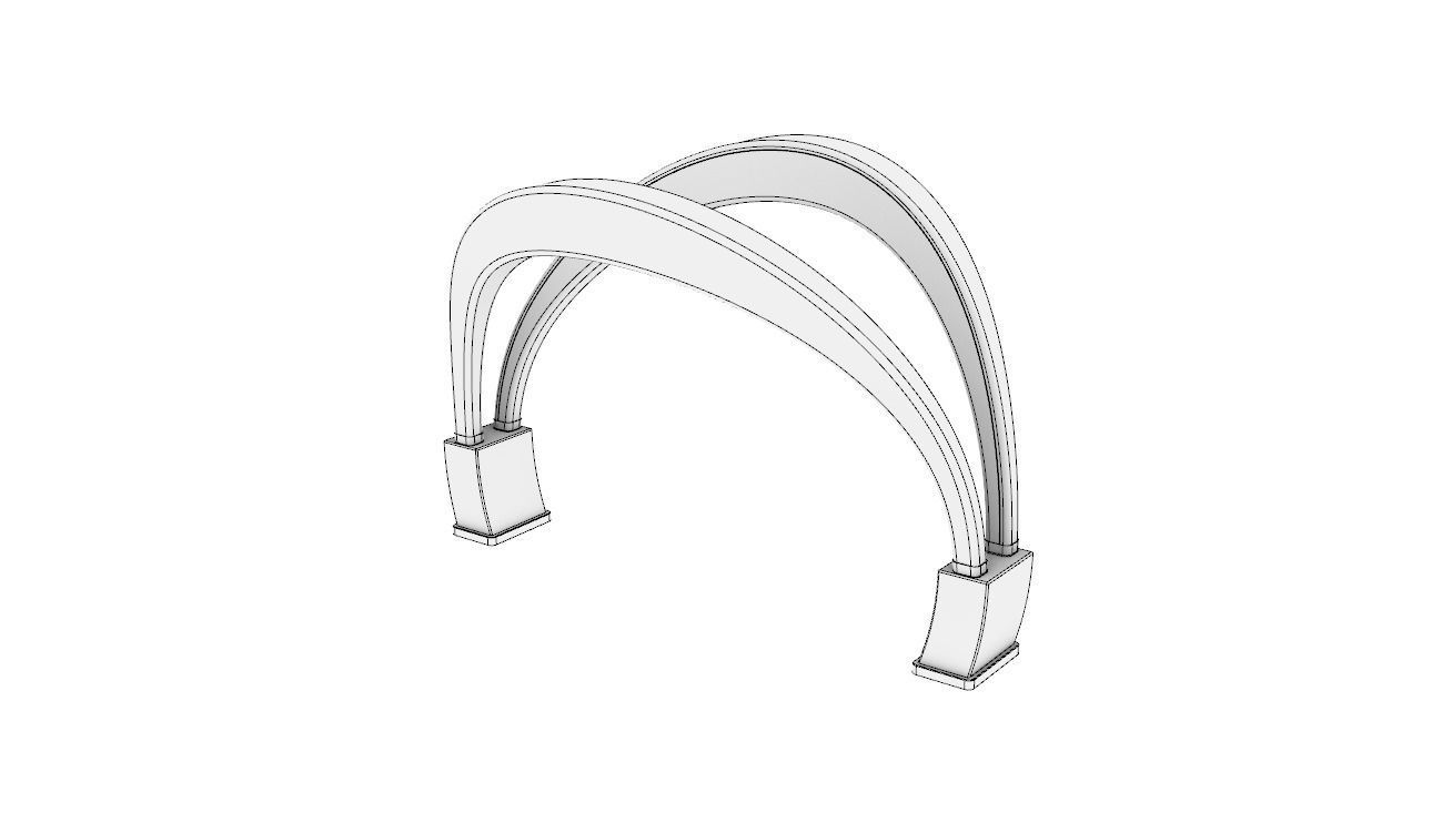 Shade Structure Architectural Structure with Grass and Steel 3D model_23