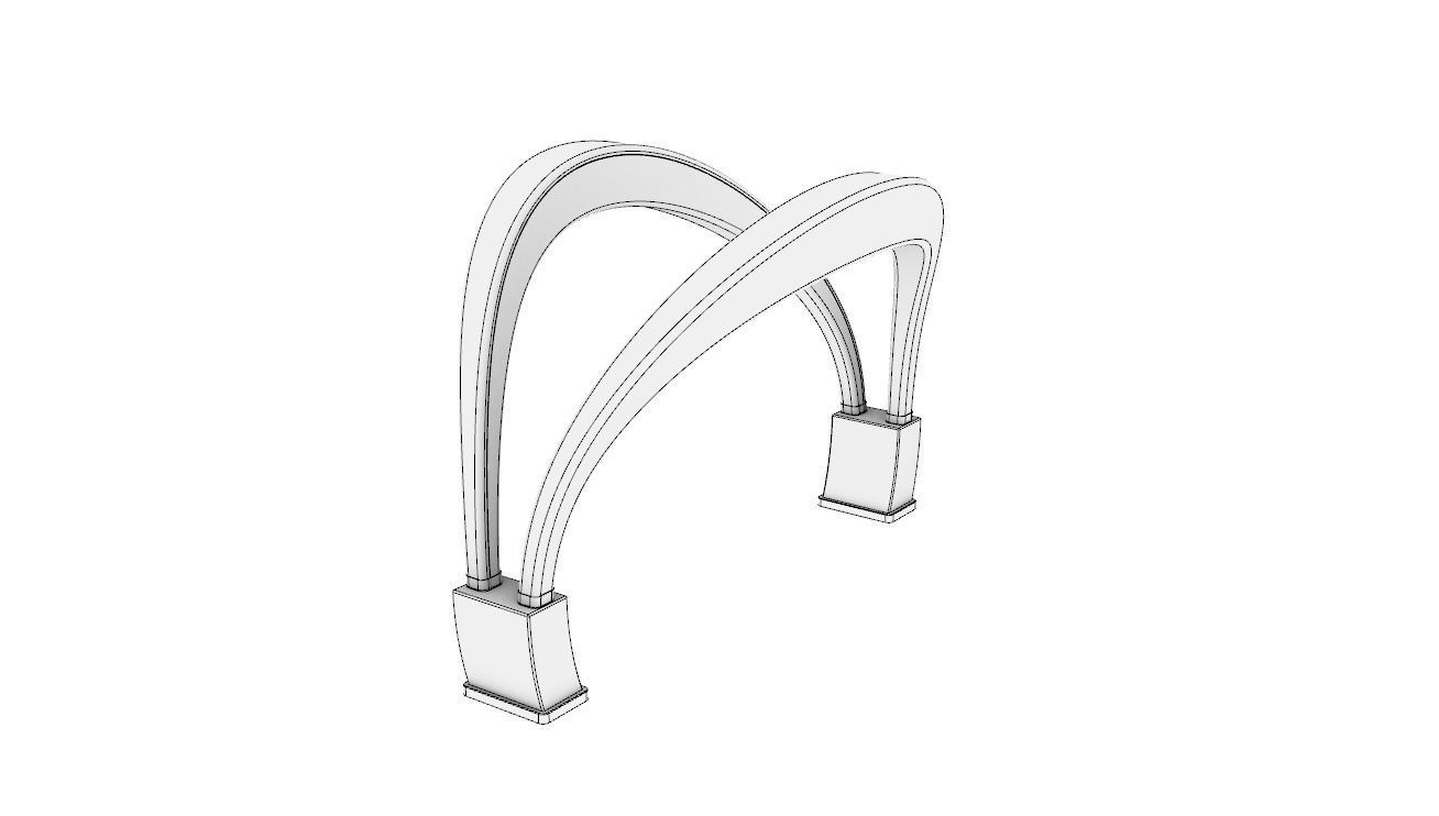 Shade Structure Architectural Structure with Grass and Steel 3D model_18