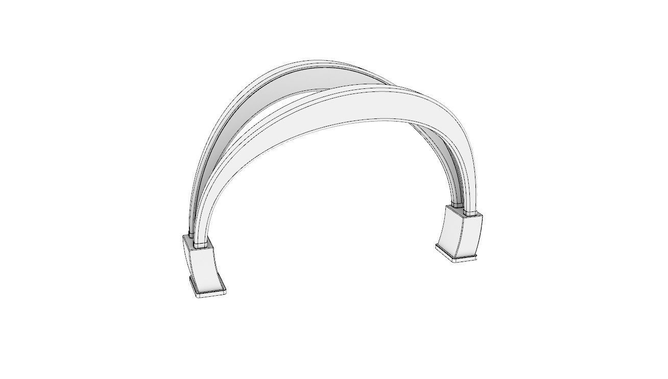 Shade Structure Architectural Structure with Grass and Steel 3D model_10