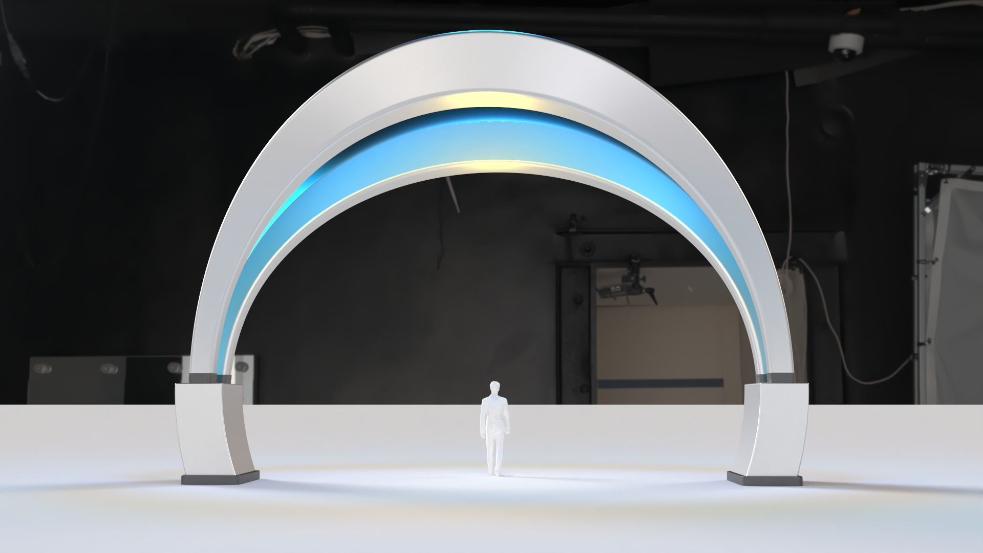 Shade Structure Architectural Structure with Grass and Steel 3D model_2