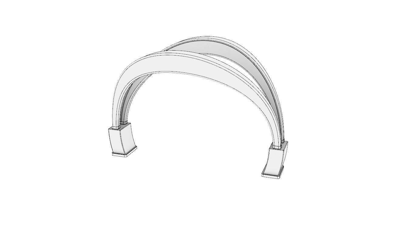 Shade Structure Architectural Structure with Grass and Steel 3D model_22