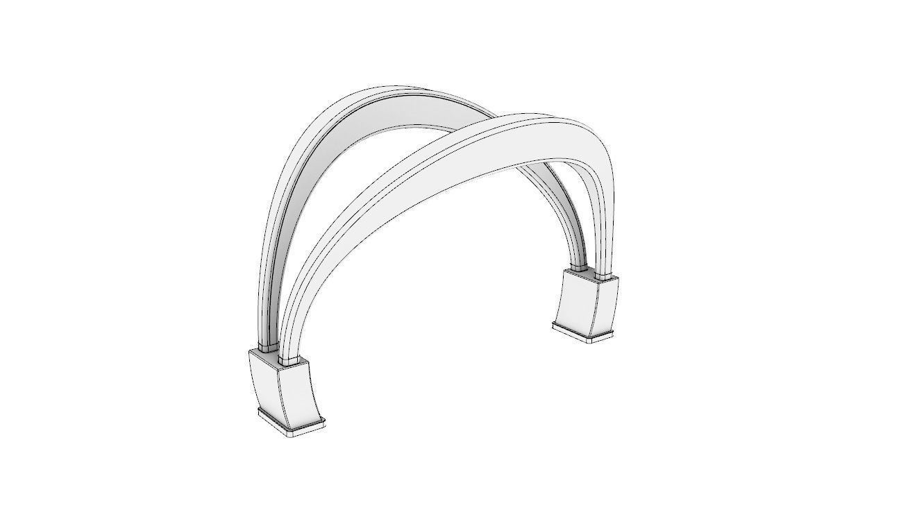 Shade Structure Architectural Structure with Grass and Steel 3D model_19