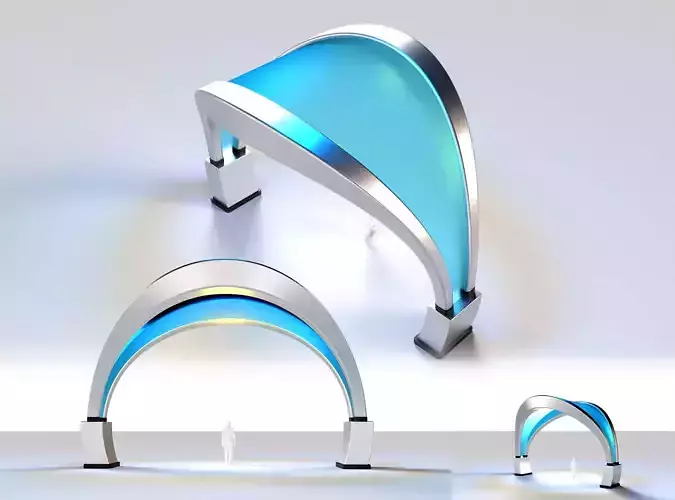 Shade Structure Architectural Structure with Grass and Steel 3D model