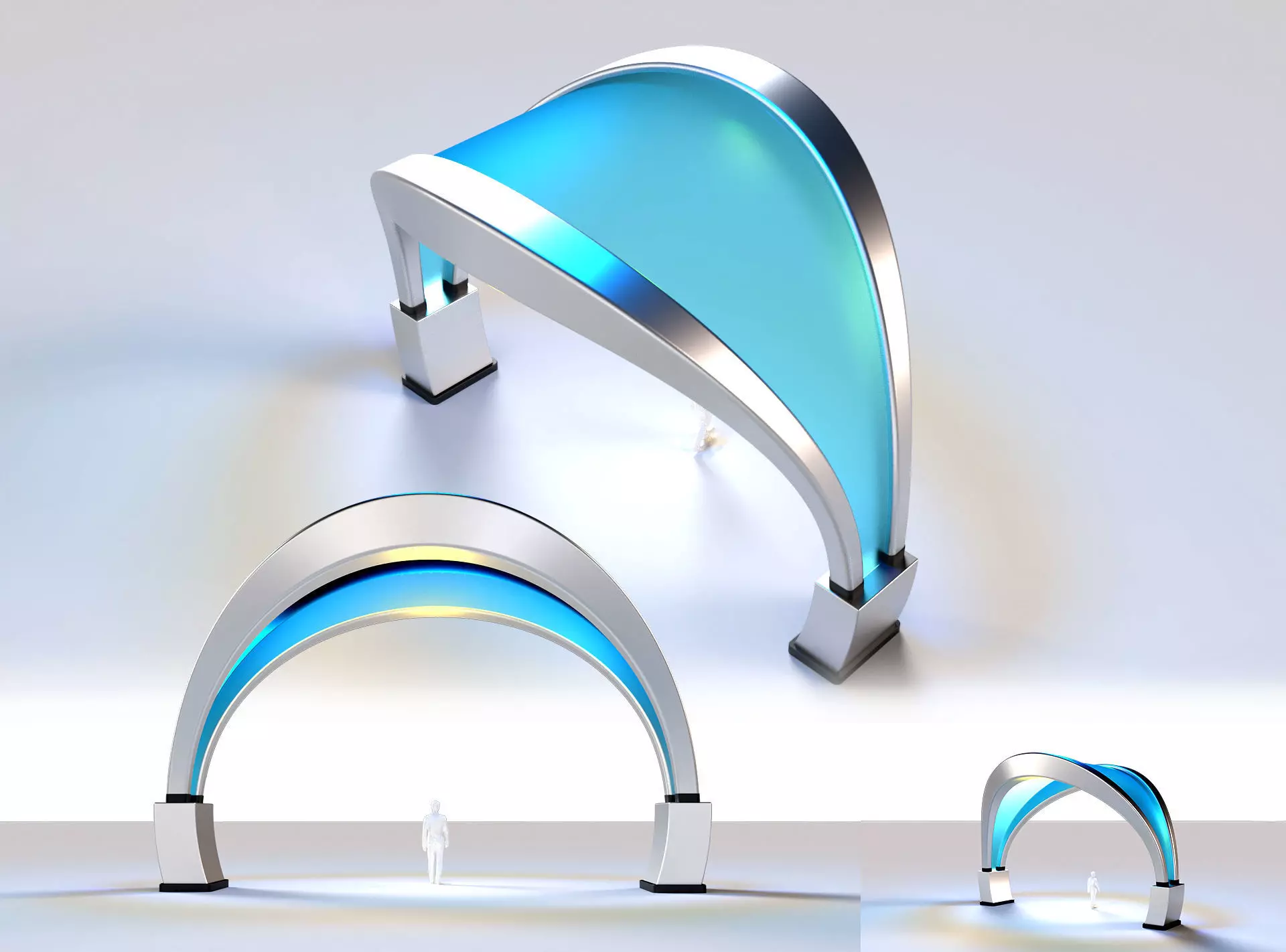 Shade Structure Architectural Structure with Grass and Steel 3D model_0