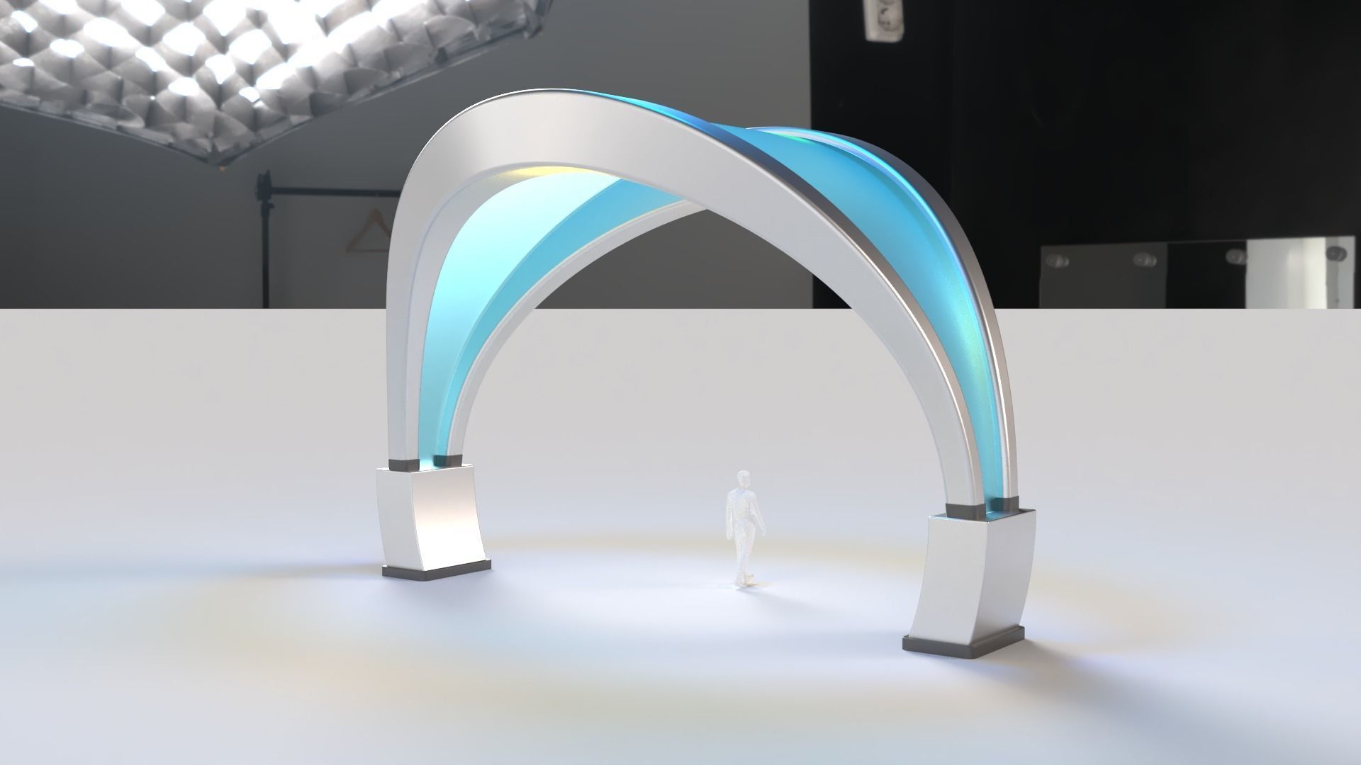 Shade Structure Architectural Structure with Grass and Steel 3D model_1