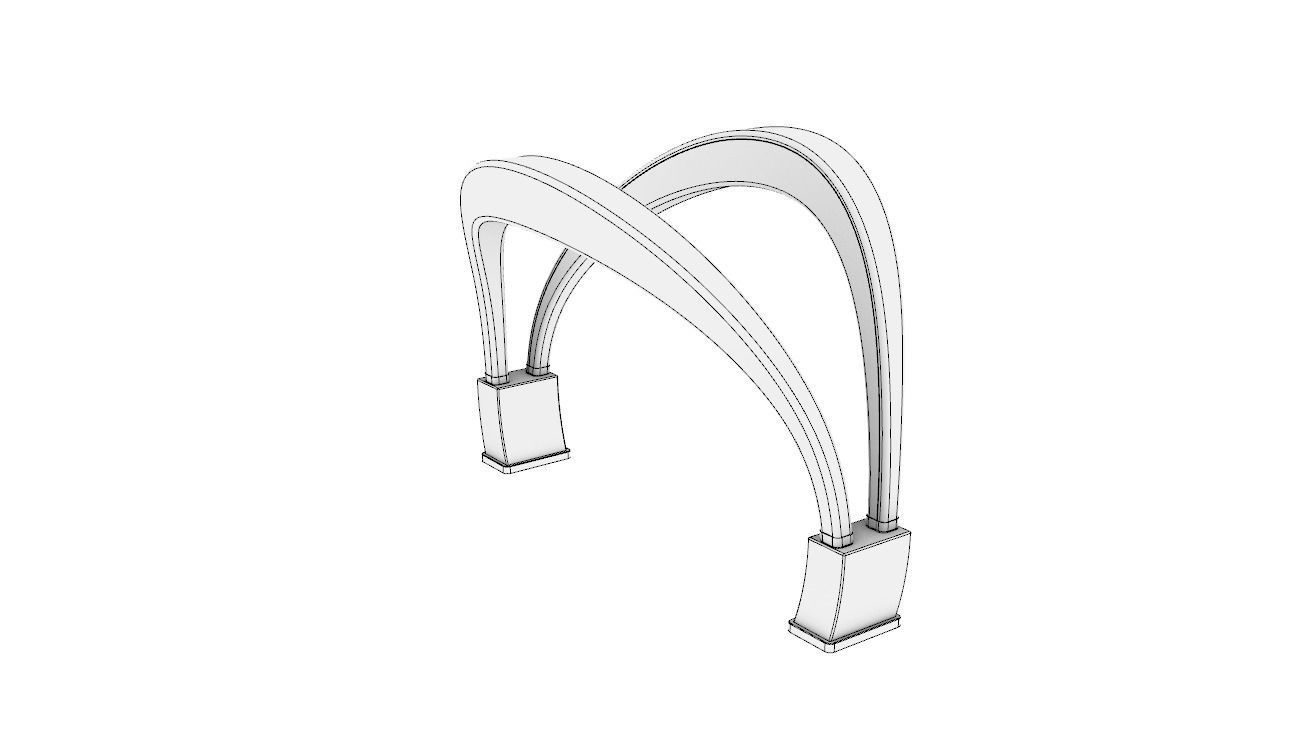 Shade Structure Architectural Structure with Grass and Steel 3D model_14