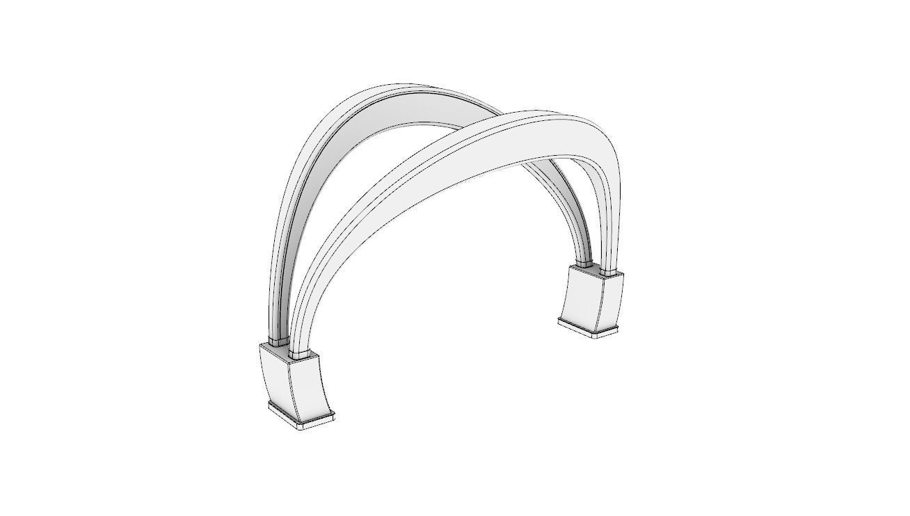 Shade Structure Architectural Structure with Grass and Steel 3D model_9