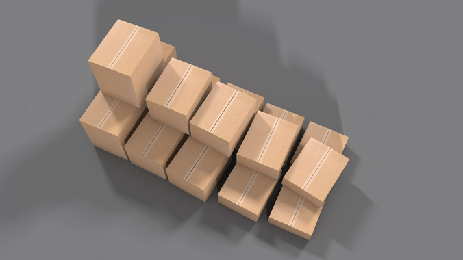 Boxes cardboard stacked Free low-poly 3D model