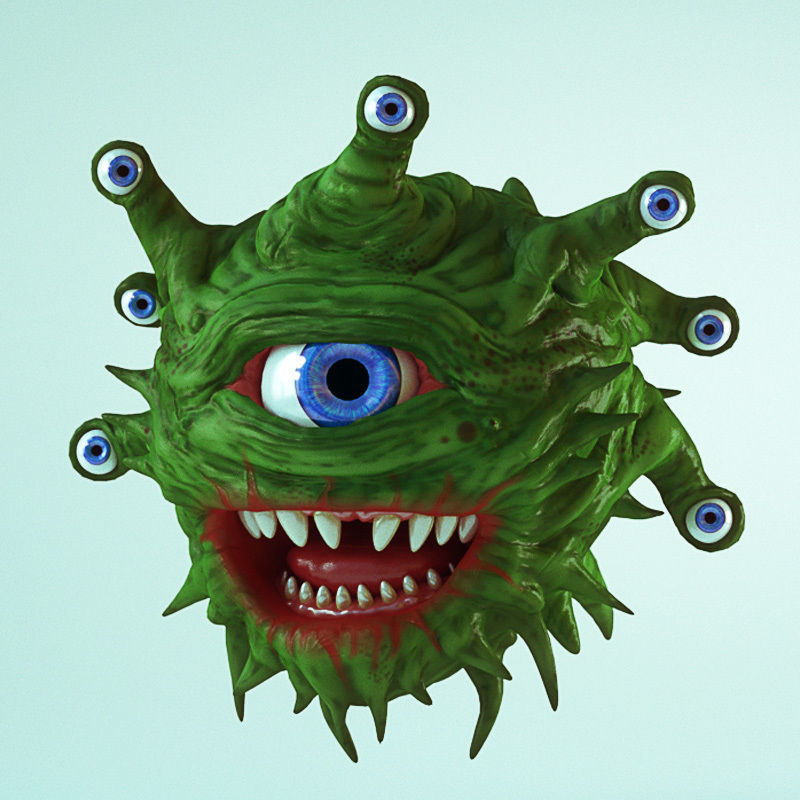 iDemon monster head with eyes 3D model_2