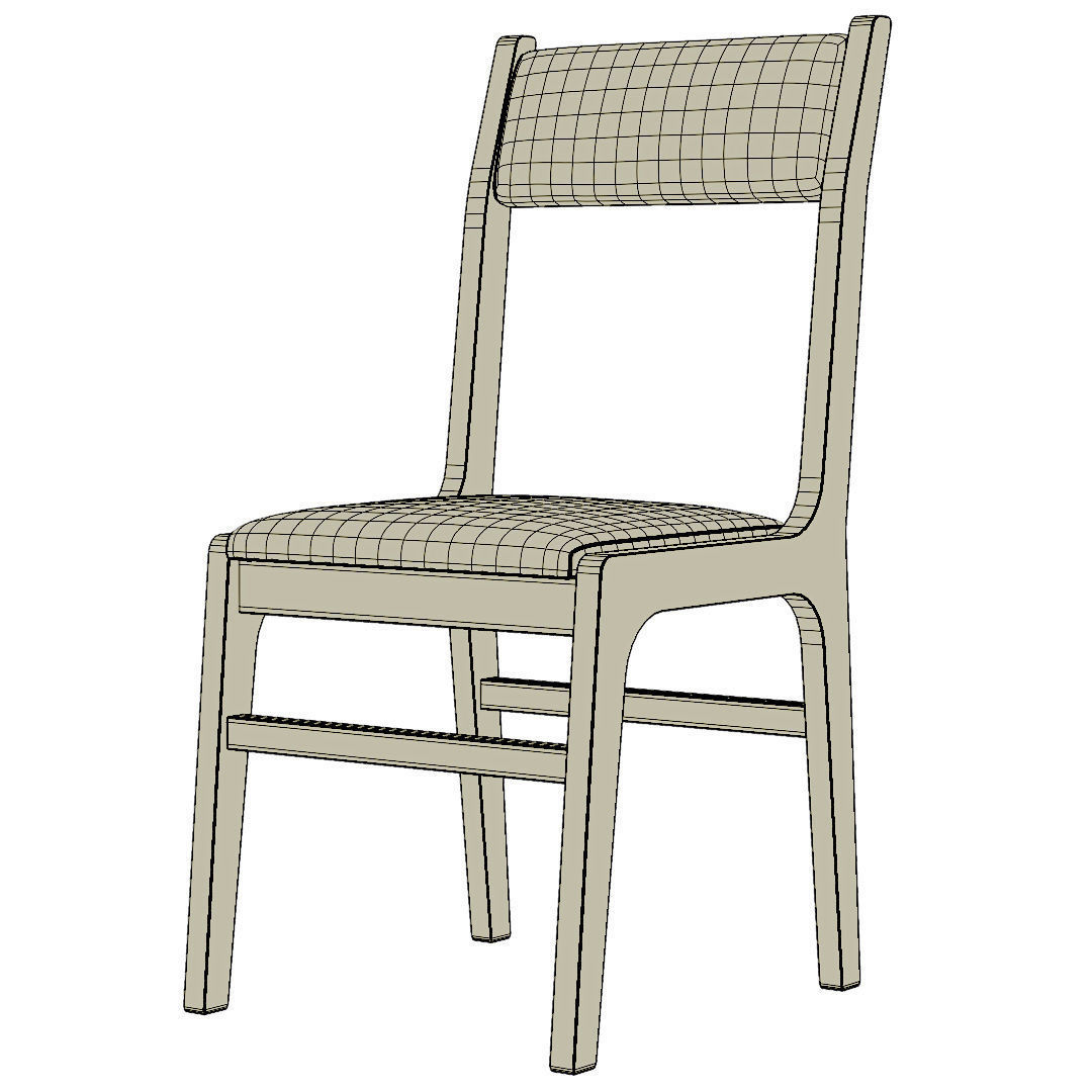 an old wooden chair 3D model_4